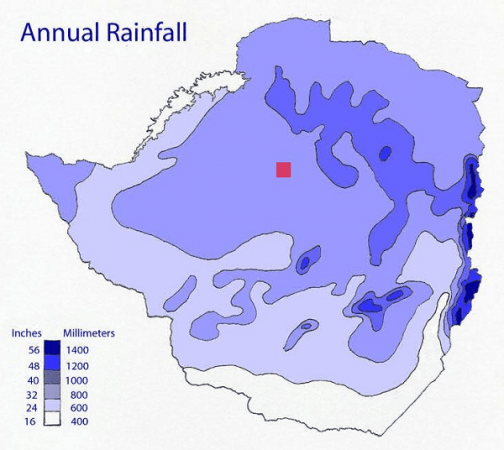 Rainfall patterns of Zimbabwe. Image by Runyamhere.