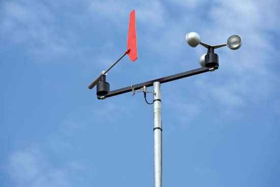 A cup anemometer and windvane. Image by Noaa.gov.