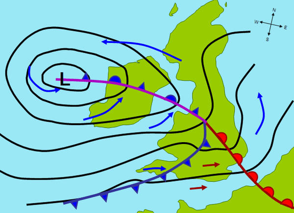 Isobars showing a Depression on a map. Image credit Wikimedia Commons