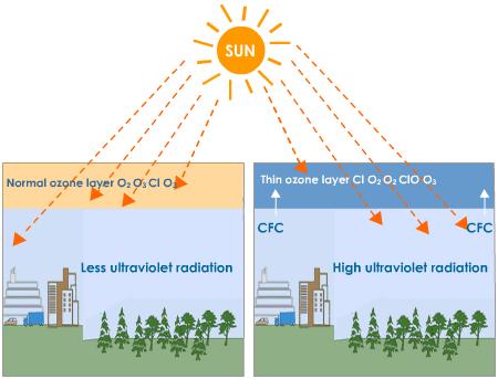 Ozone Layer depletion and its effects. Image by Tutor Vista.