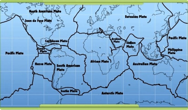 Major Plates of the world. Image by Learner.org