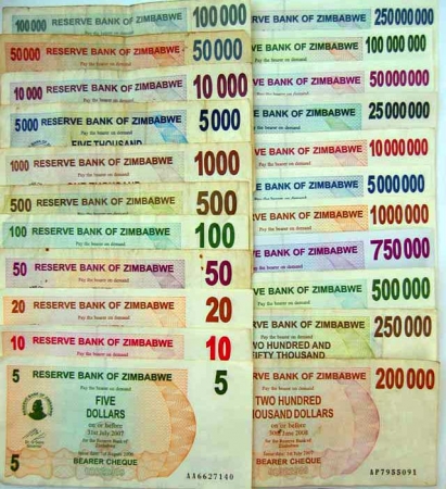 An assortment of RBZ issued bearer's cheques. Image credit sokwanele.com