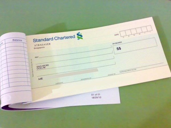 A cheque book showing a cheque. Image credit blogspot.com
